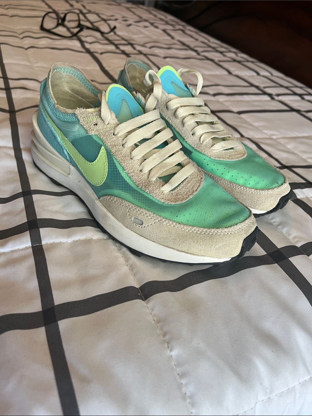 Nike Mint Green and Tan Retro Runner Sneakers